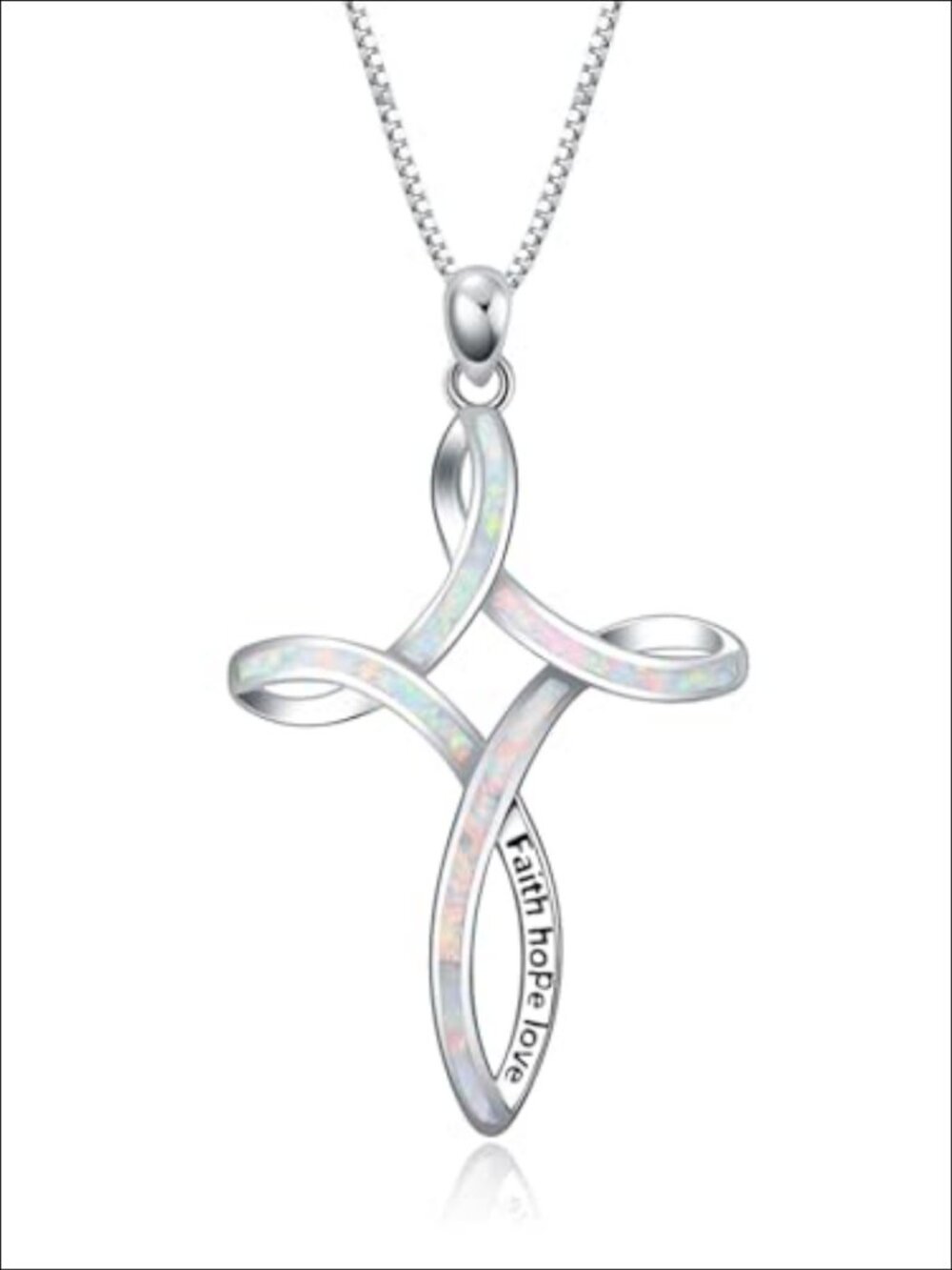Opal Cross Necklace 925 Sterling Silver Celtic Pendant 18in